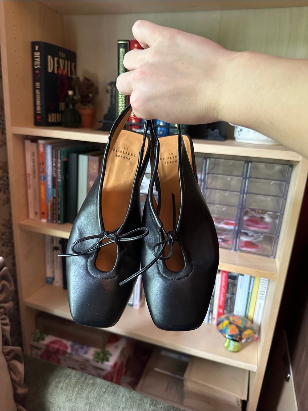 Sezane Philippine Low Mary Janes Smooth Black - Size 8